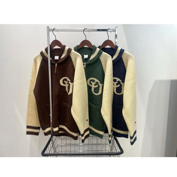 Champion Japan C8-A606 Varsity Knit Zip Jacket Navy Wool Blend Unisex Rare - Picture 10 of 10